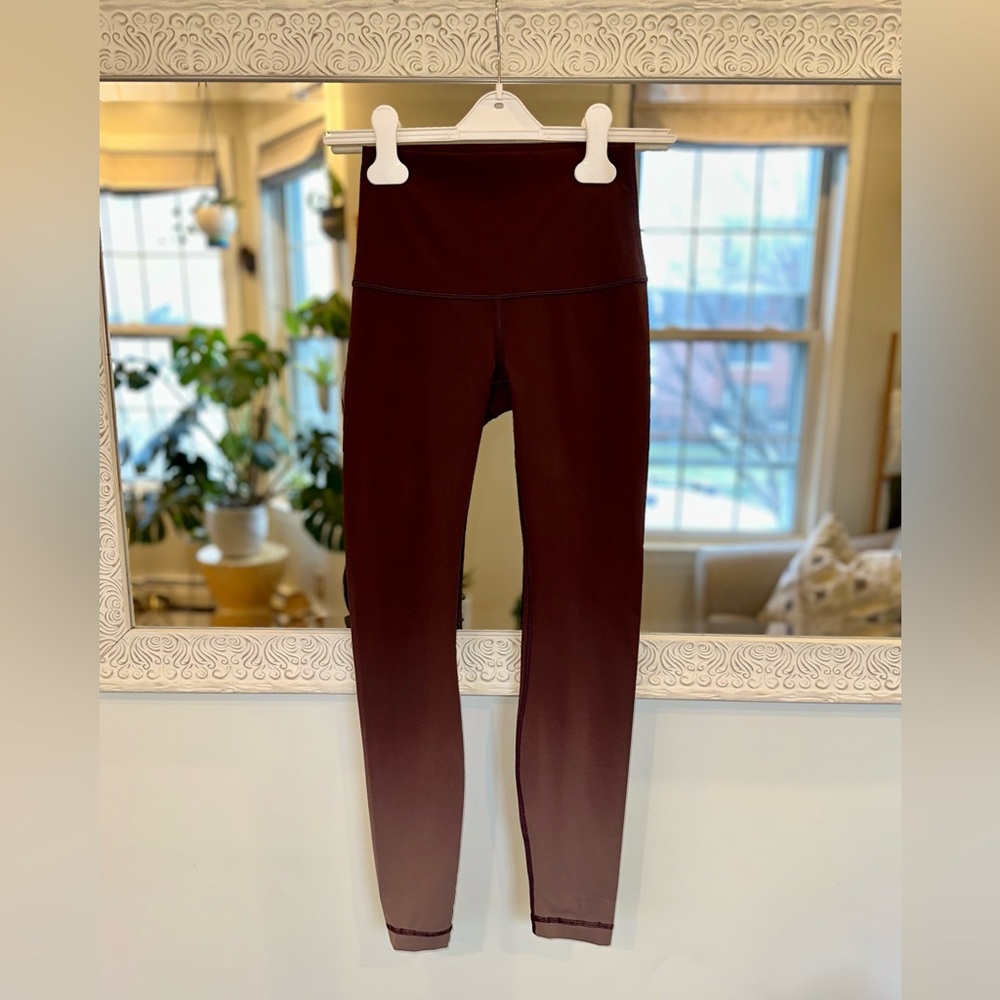 Lululemon Limited Edition Ombre Wunder Under Hi-Rise Maroon / Burgundy Pants 4 - Picture 11 of 12
